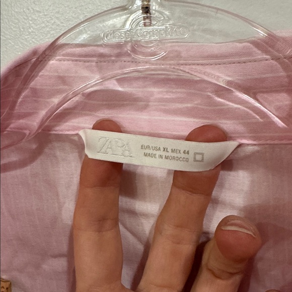 *NEW* ZARA PINK STRIPED FLEUR TOUJOURS BUTTON DOWN SHIRT XL - Picture 8 of 8